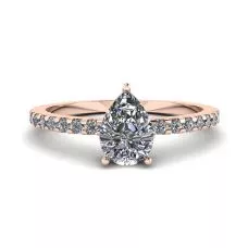 Pear Diamond Ring with Side Pave Rose Gold