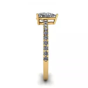 Pear Diamond Ring with Side Pave Yellow Gold - Photo 2