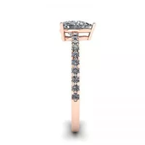 Pear Diamond Ring with Side Pave Rose Gold - Photo 2