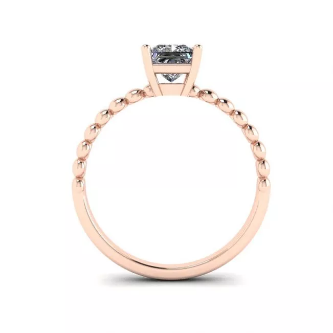 Bearded Ring with Princess Cut Diamond in 18K Rose Gold - Photo 1