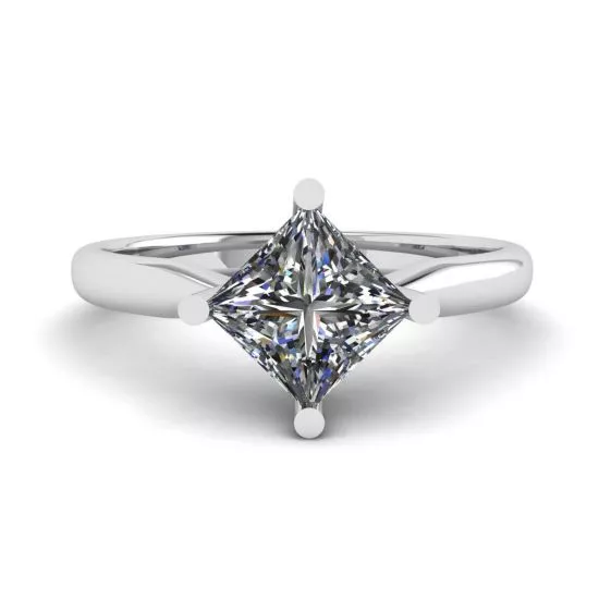 Rhombus Princess Cut Diamond Solitaire Ring White Gold, Enlarge image 1