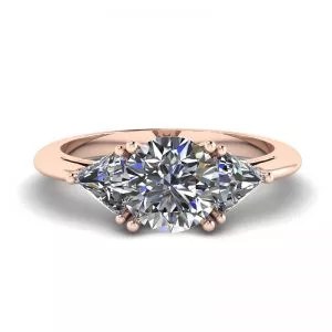 Three Diamond Ring in 18K Rose Gold