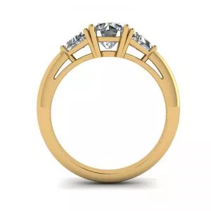 Three Diamond Ring in 18K Yellow Gold - Photo 1