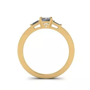 Emerald Cut and Side Baguette Diamond Ring Yellow Gold - Photo 1