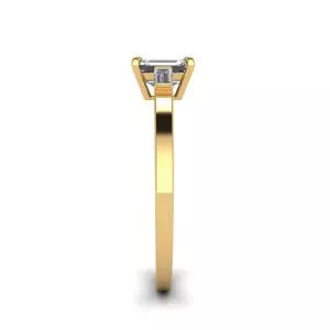 Emerald Cut and Side Baguette Diamond Ring Yellow Gold - Photo 2