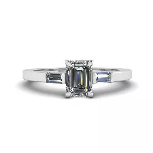 Emerald Cut and Side Baguette Diamond Ring