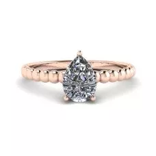 Beaded Band Pear Cut Engagement Ring Rose Gold