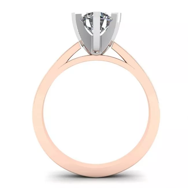Diamond Ring in 18K Rose Gold for Engagement - Photo 1