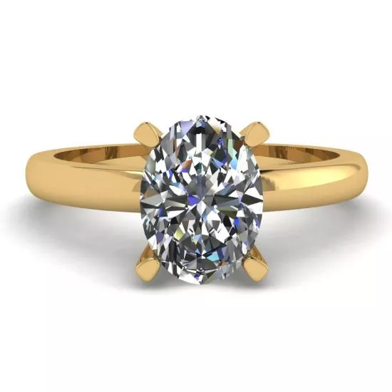 Oval Diamond Ring in 18K Yellow Gold, Enlarge image 1