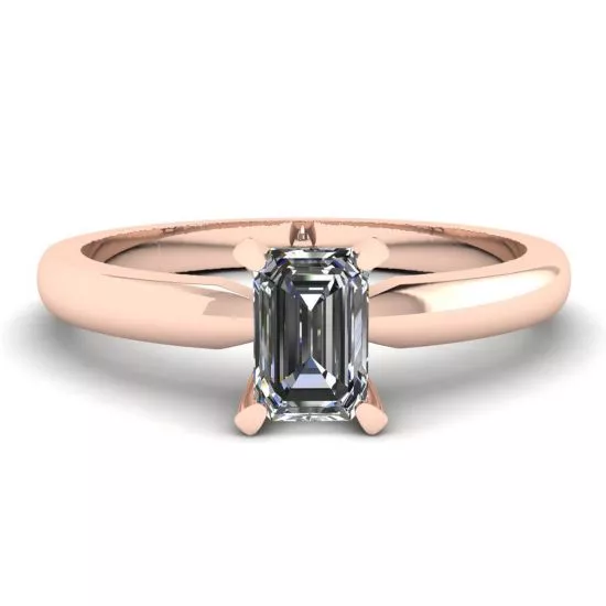 Rectangular Diamond Ring in White-Rose Gold, Enlarge image 1