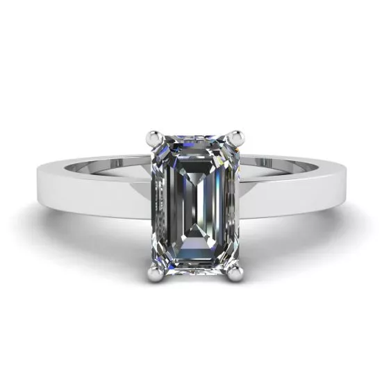 Rectangular Diamond Ring White Gold, Enlarge image 1