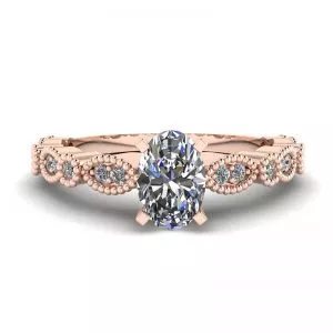 Oval Diamond Romantic Style Ring Rose Gold