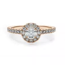 Halo Round Diamond Ring in 18K Rose Gold