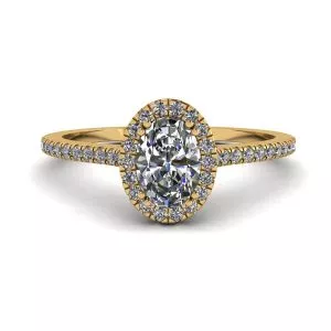 Halo Diamond Oval Cut Ring in 18K Yellow Gold