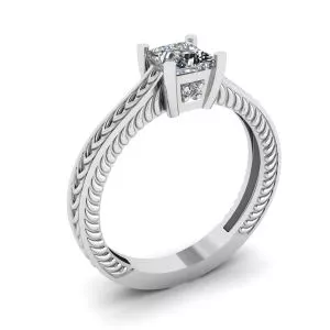 Oriental Style Princess Cut Diamond Ring - Photo 3