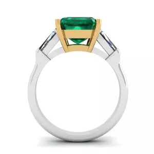 3 carat Emerald Ring with Side Diamonds Baguette - Photo 1