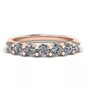 Classic Seven Round Diamond Ring Rose Gold