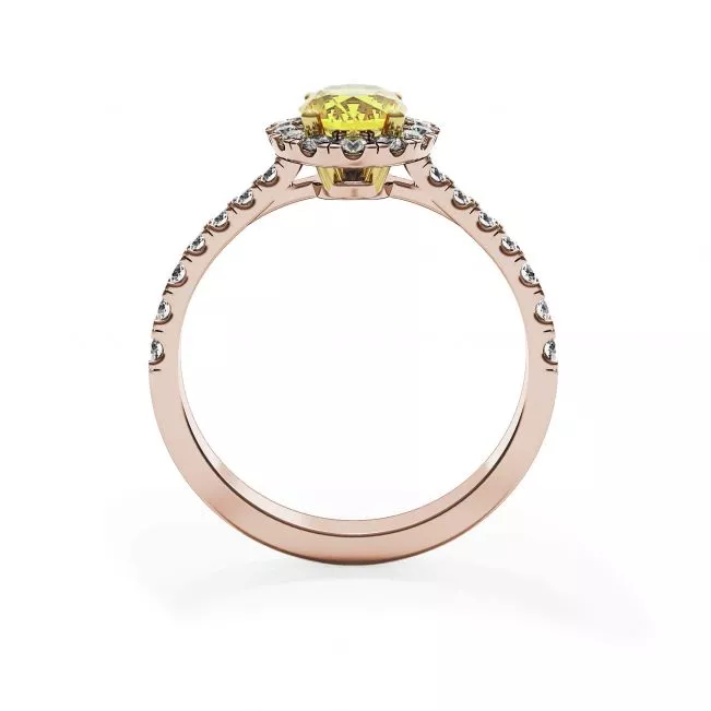 1.13 ct Oval Yellow Diamond Ring with Halo Rose Gold - Photo 1