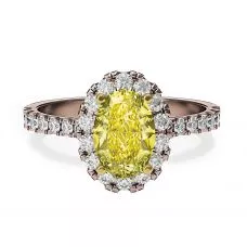 1.13 ct Oval Yellow Diamond Ring with Halo Rose Gold