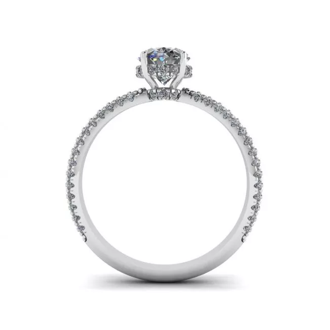 Oval Diamond Ring with Three Row Diamond Pavé Band - Photo 1