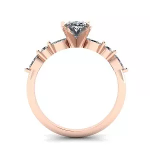 Oval Diamond Side Marquise and Round Stones Ring Rose Gold - Photo 1