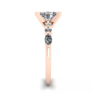 Oval Diamond Side Marquise and Round Stones Ring Rose Gold - Photo 2