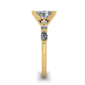 Oval Diamond Side Marquise and Round Stones Ring Yellow Gold - Photo 2