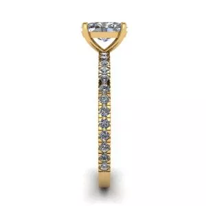 Oval Diamond Ring with Pave in Yellow Gold  - Photo 2