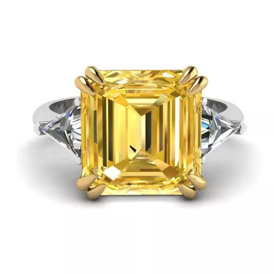 Emerald Cut Yellow Sapphire Ring White Gold, Enlarge image 1