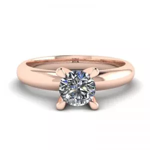 Solitaire Diamond Ring V-shape Rose Gold