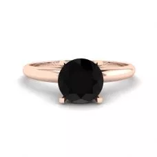 Black Diamond V Setting Ring  Rose Gold
