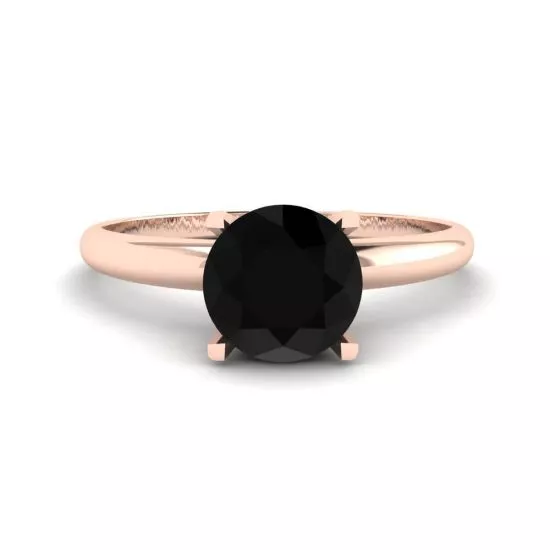 Black Diamond V Setting Ring  Rose Gold, Enlarge image 1