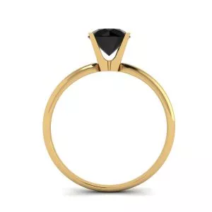 Black Diamond V Setting Ring Yellow Gold - Photo 1
