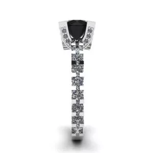 Round Black Diamond Ring with Side and Hidden Pave - Photo 2