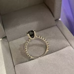 Round Black Diamond Ring with Side and Hidden Pave - Photo 4
