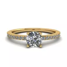 White Diamond Side Pave Ring 18K Yellow Gold