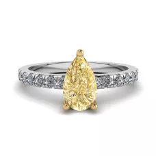 Pear Yellow Diamond 0.5 ct with Side Pave Ring