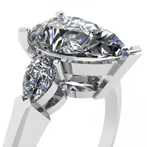 Three-Stone Pear Diamond Ring - Photo 1