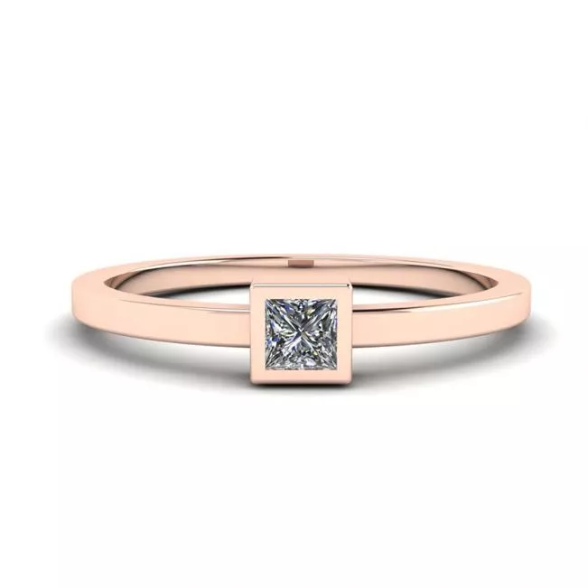 Princess Diamond Small Ring La Promesse Rose Gold