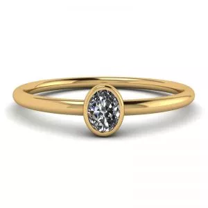 Oval Diamond Small Ring La Promesse Yellow Gold