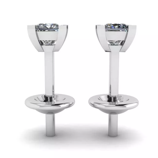 Princess-Cut Diamond Stud Earrings  - Photo 1