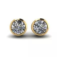 Round Diamond Studs Yellow Gold