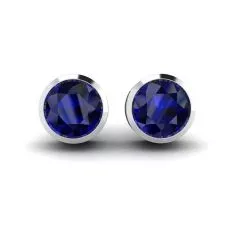 Sapphire Stud Earrings in White Gold