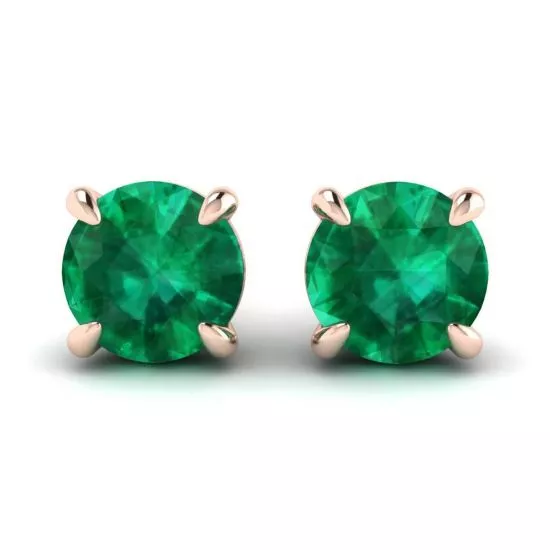 Classic Emerald Stud Earrings Rose Gold, Enlarge image 1