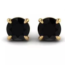 5 mm black diamond stud earrings Yellow Gold 