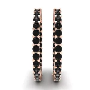 Black Diamond Hoop Earrings Rose Gold - Photo 2