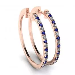 Hoop Sapphire and Diamond Earrings Rose Gold