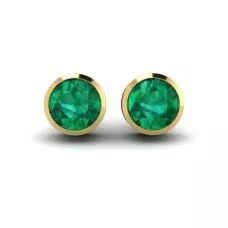 Emerald Stud Earrings in Yellow Gold