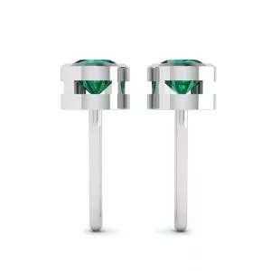 Emerald Stud Earrings in White Gold - Photo 1