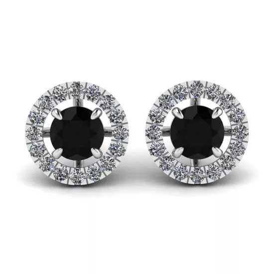 5 mm Black Diamond Studs with Detachable Halo Jackets  , Enlarge image 1